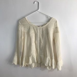 FREE PEOPLE BLOUSE, CREAM, LONG SLEEV…